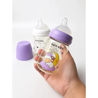 ขวดนมคอกว้าง NATO KIDS แบบแพ็คสุดคุ้ม ขนาด 5oz./9oz. จุกนมเสมือนเต้านมแม่ สโลป สีชาพิเศษ หนา นุ่มนิ่ม สัมผัส SoftTouch