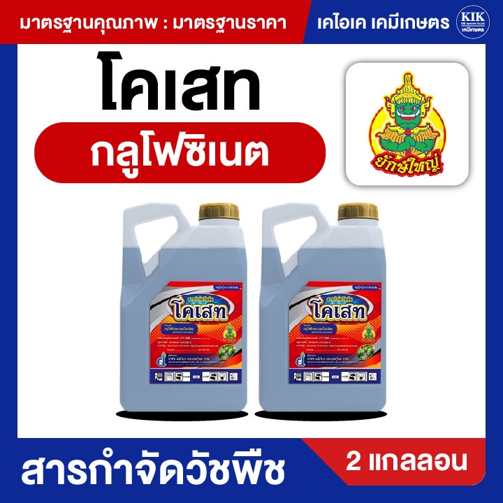 แพ็ค 2 แกลอน โคเสท ตรายักษ์ใหญ่ (กลูโฟซิเนต แอมโมเนียม) กำจัดวัชพืช ทั้งใบแคบ ใบกว้าง และกก ทุกชนิด ขนาด 4 ลิตร YA