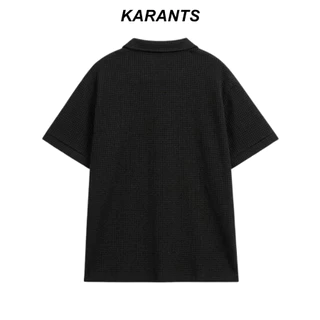 [เคลียร์สต็อก] Karants เสื้อ Polo Oversize ผ้า Waffle สีพื้น สำหรับผู้ชายและผู้หญิง Unisex - KR376