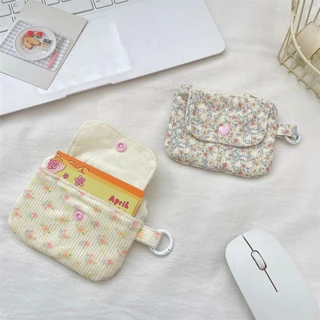 พร้อมส่ง🇹🇭 A114 กระเป๋าใส่เหรียญพิมพ์ลายผ้าลูกฟูก กระเป๋าสตางค์ผู้หญิง กระเป๋าใส่บัตรแบบมีซิป ใส่หูฟัง