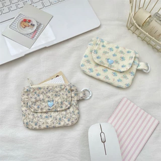 พร้อมส่ง🇹🇭 A114 กระเป๋าใส่เหรียญพิมพ์ลายผ้าลูกฟูก กระเป๋าสตางค์ผู้หญิง กระเป๋าใส่บัตรแบบมีซิป ใส่หูฟัง