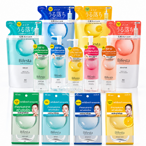 Bifesta Micellar Water บีเฟสต้า ไมเซลล่า คลีนซิ่ง วอเทอร์ ชนิดเติม ล้างหน้า Facial Wash ACNE CARE SEBUM