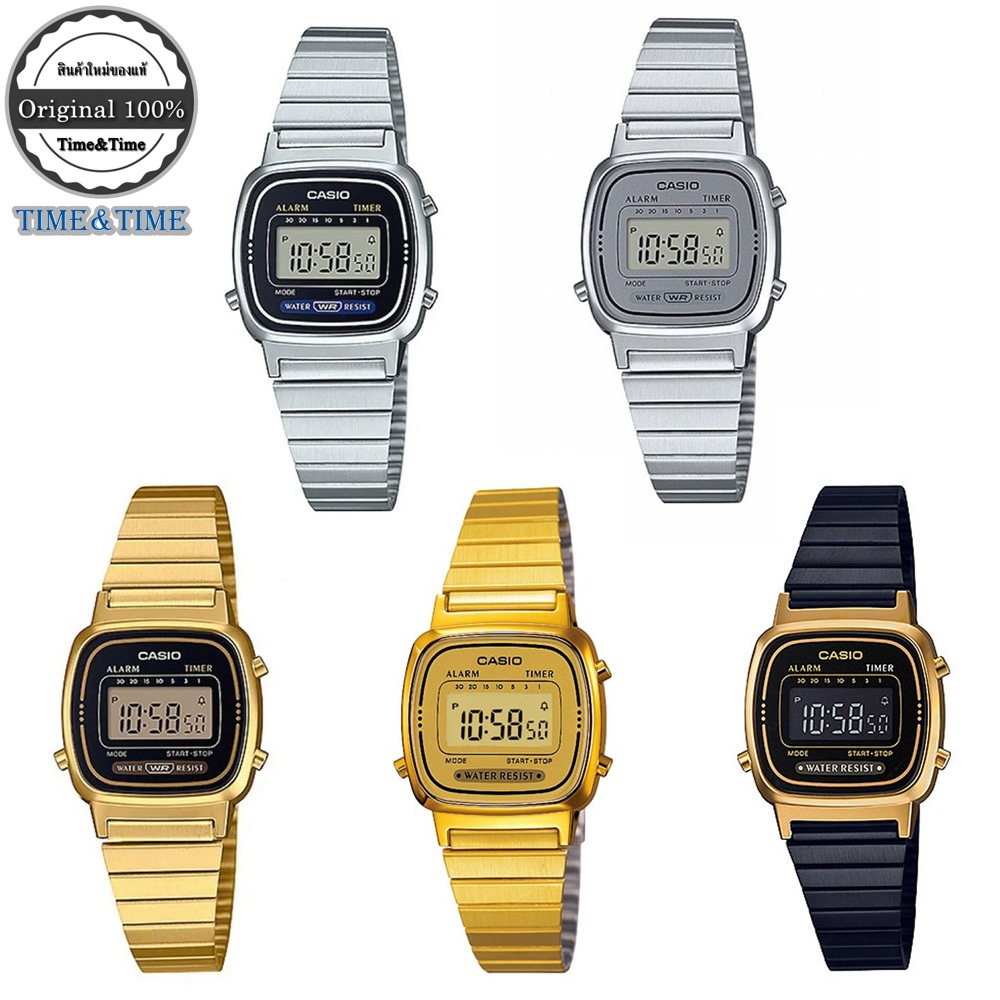 Casio Standard นาฬิกาข้อมือผู้หญิง สายสแตนเลส รุ่น LA670WA, LA670WGA, LA670WEGB