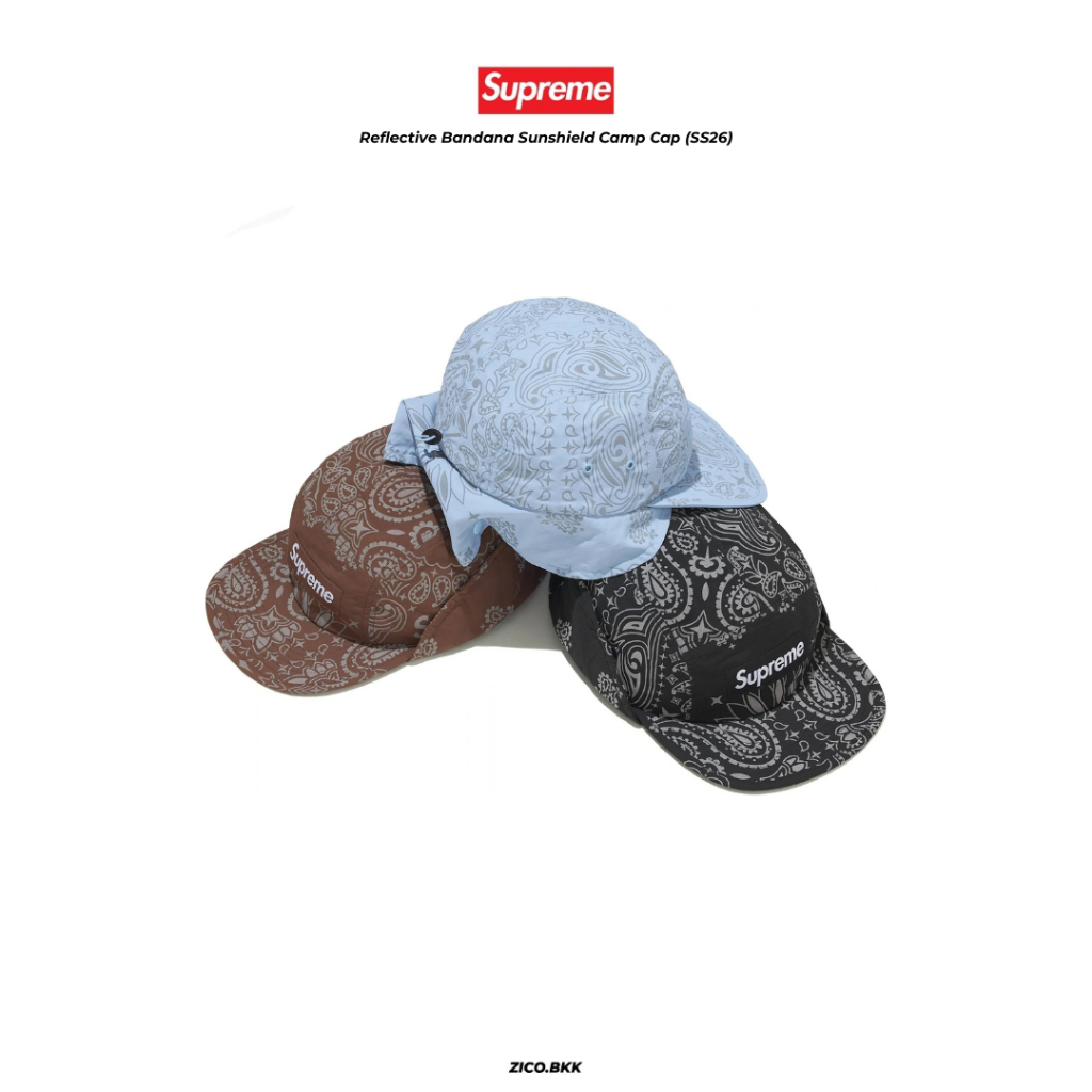 Supreme Reflective Bandana Sunshield Camp Cap (SS26)