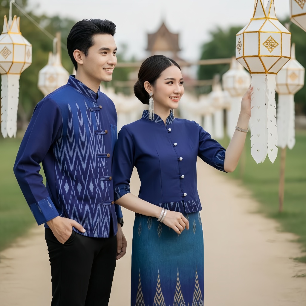 เสื้อพื้นเมืองลายต้นสน ผู้ชาย-ผู้หญิง ผ้าฝ้ายเกรดA เนื้อนุ่มใส่สบาย