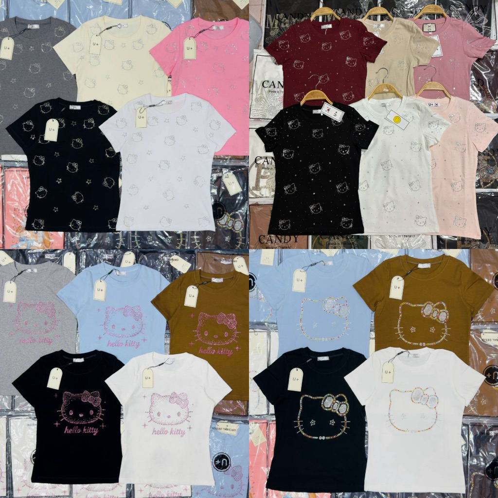 เสื้อยืดรีดเพชรป้ายU เข้ารูป ((ตัวยาว ))ป้ายU+ทรงสวยๆ