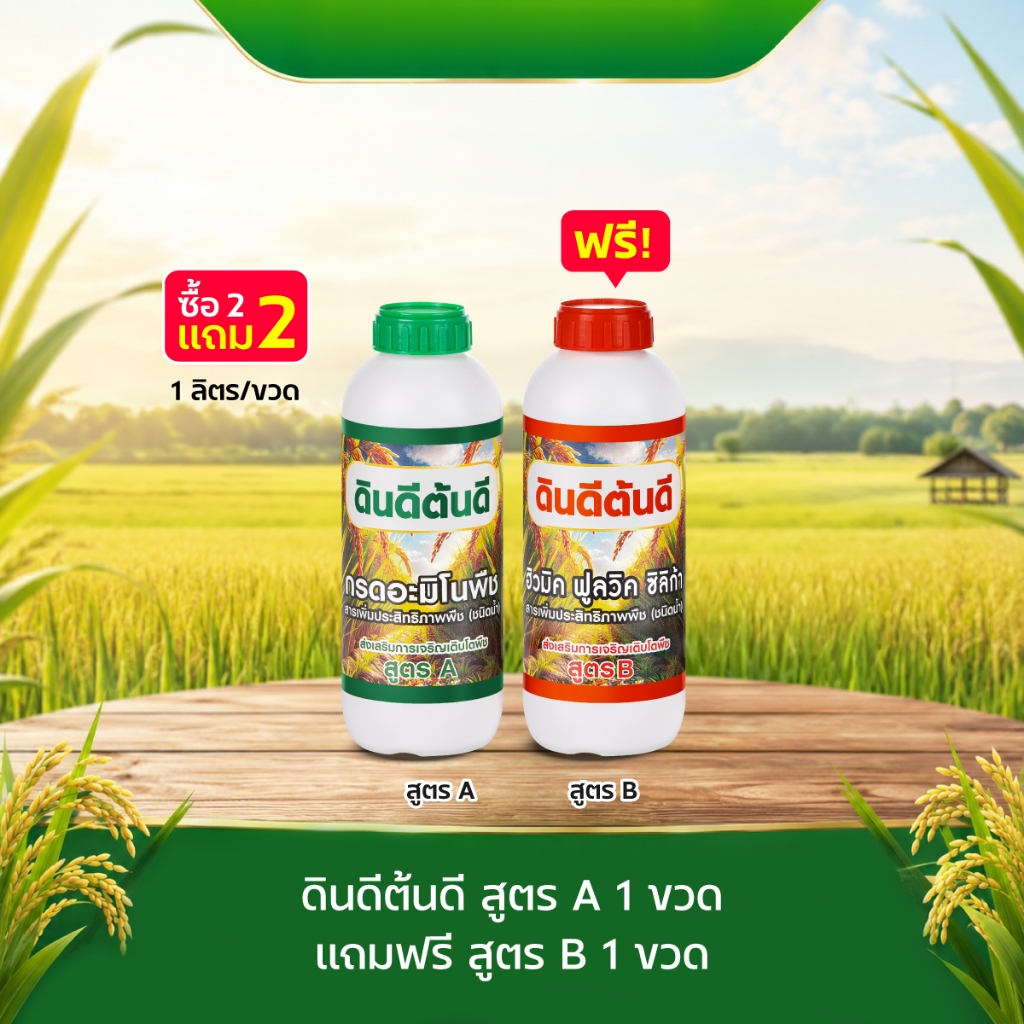 TV Direct - [ 1 แถม 1 ] ดินดี ต้นดี สูตร A-B หัวเชื้ออะมิโน เพิ่มผลผลิต  2 ขวด ขนาด 1 ลิตร
