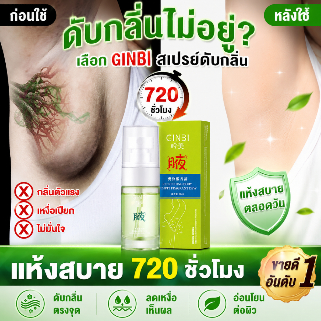 สเปรย์ระงับเหงื่อดับกลิ่นกาย 20ml สำหรับผู้ชาย กำจัดกลิ่นรักแร้ระงับเหงื่อได้ผล