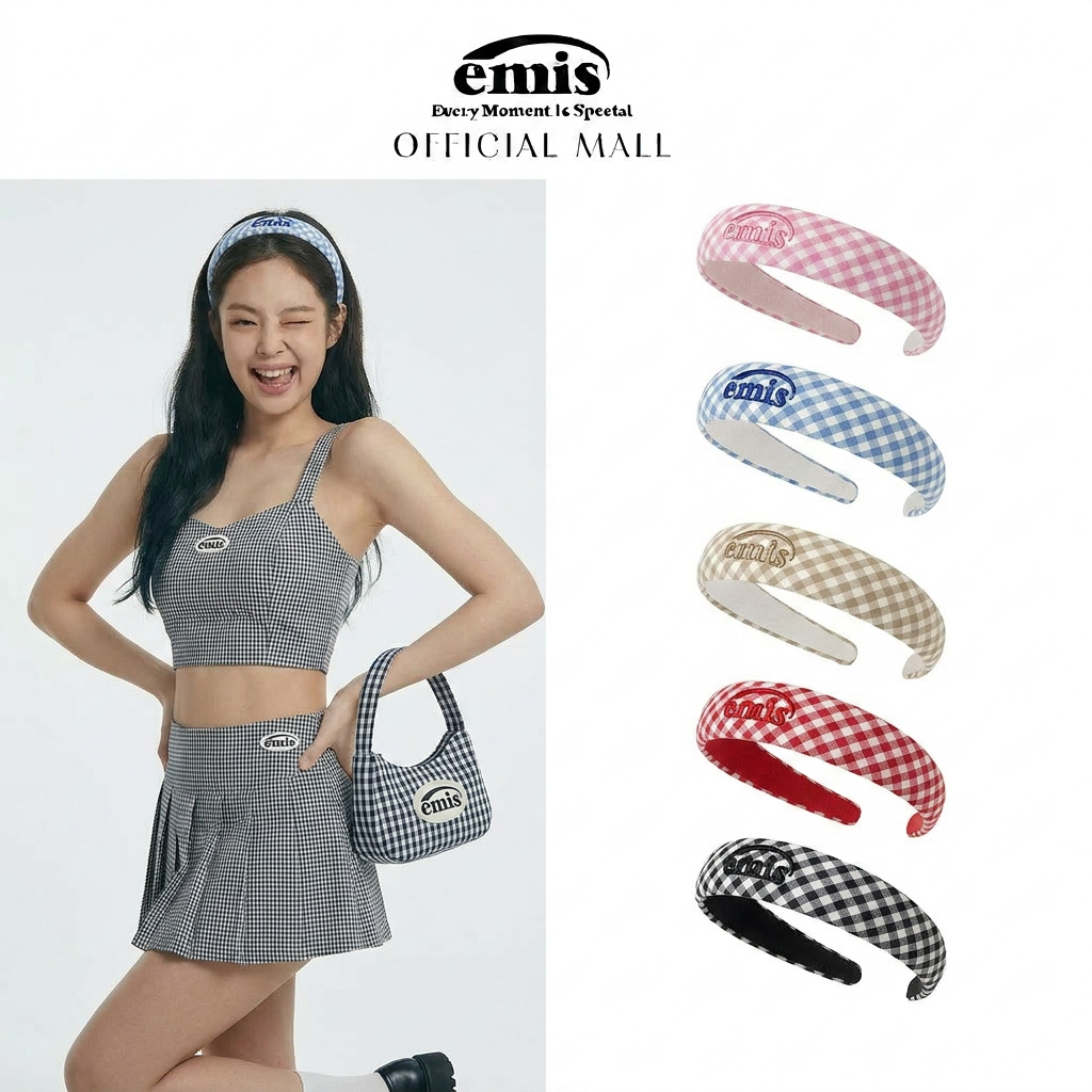EMIS GINGHAM CHECK HAIRBAND 5 colors