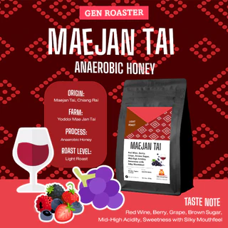เมล็ดกาแฟคั่วอ่อน แม่จันใต้ Mae Jan Tai Process Anaerobic​ honey
