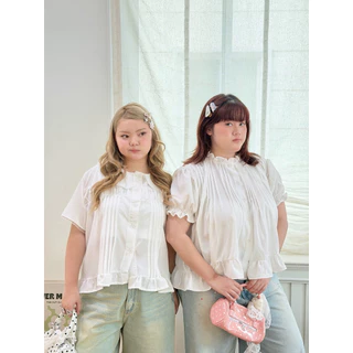 Chubbygirlbkk- Italy rosy top เชิ้ตขาวสาวอวบ ดีเทลจีบหน้า แต่ลูกไม้ ใส่สบาย ผ้าไม่ร้อน น่ารัก