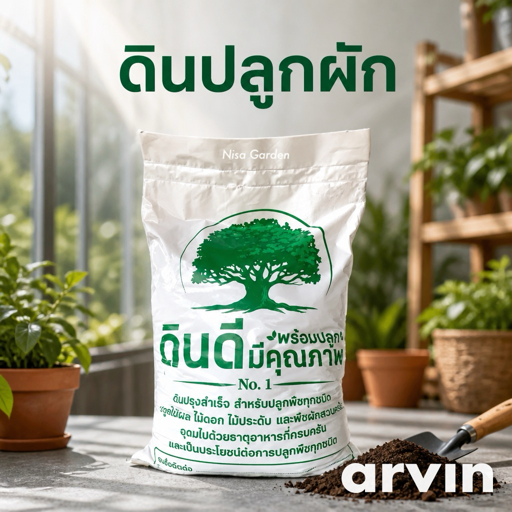 Nisa Garden ดินนุ่ม ดินปลูกผัก สลัด ผักสวนครัว พร้อมใช้ บรรจุ 5 กก.