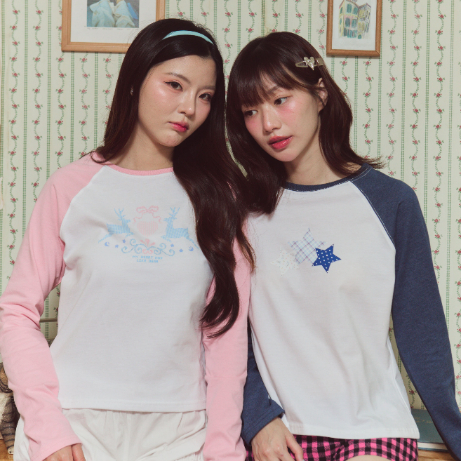 betwenty.my - Dream Diary tee เสื้อยืดแขนยาว ทูโทน ใส่สบาย แมทช์ง่าย ใส่ได้ทุกวัน