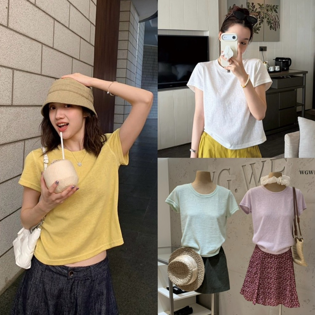 (พร้อมส่ง) Classic Tee เสื้อคอกลมแขนสั้นผ้ายืด - 9801 TAG WG.WE