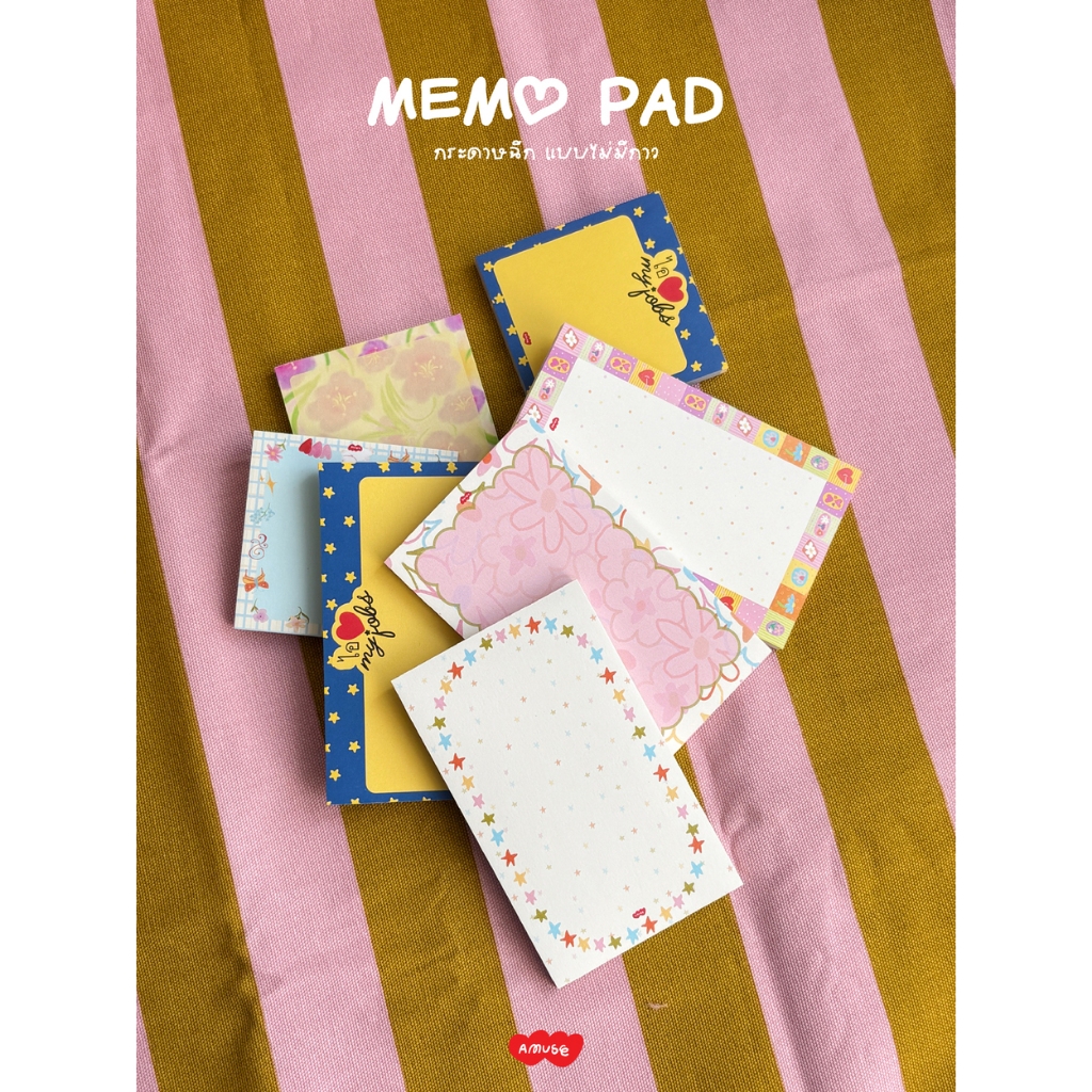 amuse.stuff-memopad flower v.2 กระดาษฉีกแบบไม่มีกาว(เนื้อกระดาษใหม่หนาขึ้นมีแผ่นรองหลังให้)