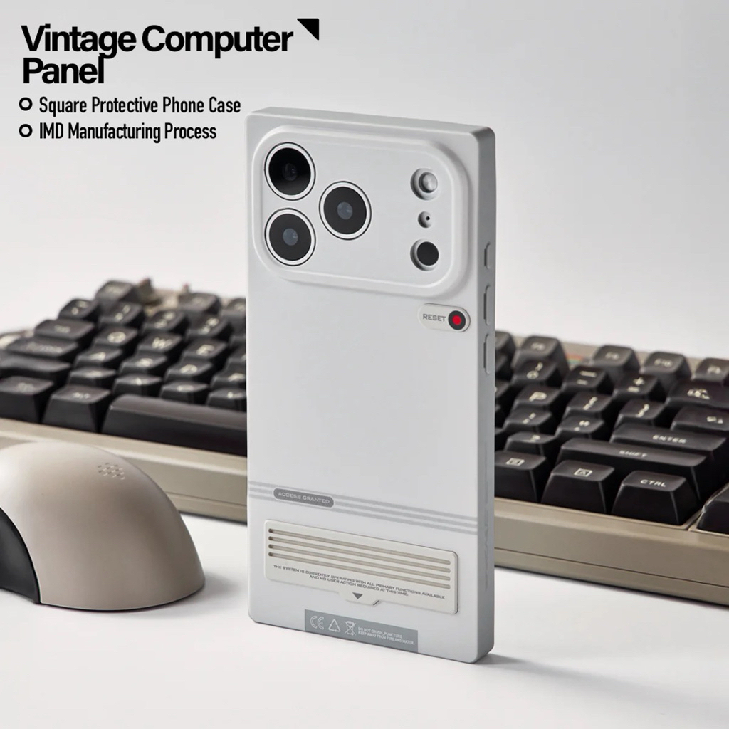 (ร้านไทย)WAKCAS รุ่น Gray Square Retro Terminal เคสมือถือรุ่น 17 Pro max/ 17 Pro/ i17, 16Pro max/ 16Pro/ i16