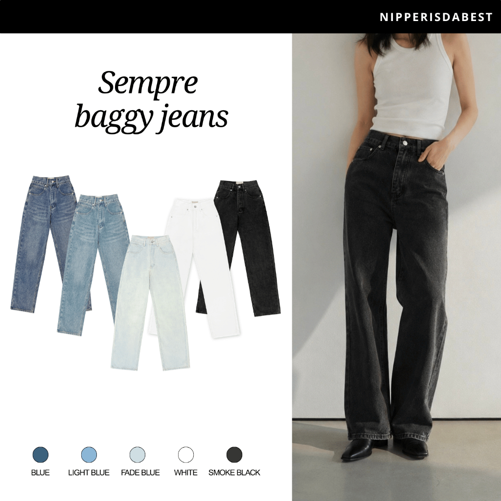 NIPPERISDABEST กางเกงยีนส์รุ่น Sempre Baggy Jeans #NPJ485 ทรงกระบอกตรง เอวสูงเพื่อค