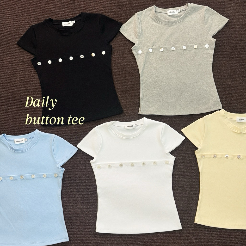 Daily button tee -เสื้อยืดเบบี้ทีแต่งแทบดีเทลกระดุม classtylish