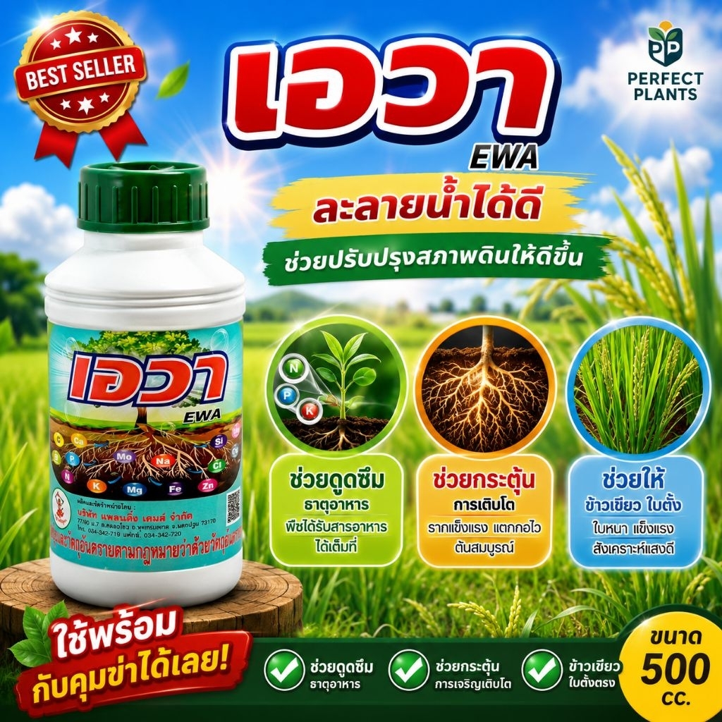 เอวา (ฮิวมิค+ฟลูวิค) ปรับสภาพดินรูปแบบน้ำชนิดเข้มข้น