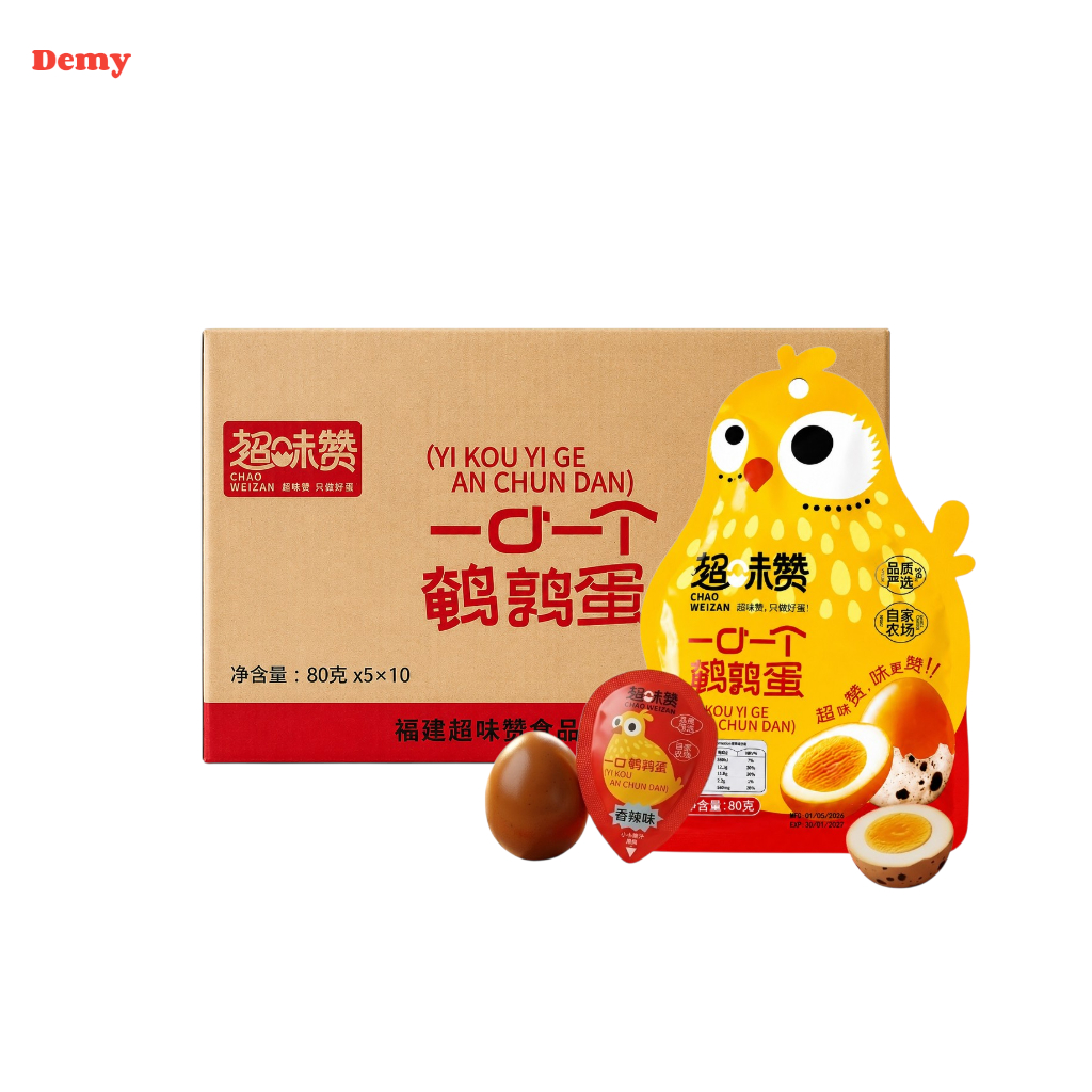 เผ็ดเอ็กซ์พีคถึงใจทุกคำ! ไข่นกกระทาปรุงรส ตราเดมี่ เคี้ยวเพลิน พกง่าย กินได้ทุกที่  (1 ลังมี 5 แพ็ค)