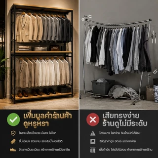 BMZAR ราวแขวนผ้า 140x40x180cm รับน้หนัก300กก มั่นคง ประกอบง่าย ร้านค้า/บ้าน/คอนโด