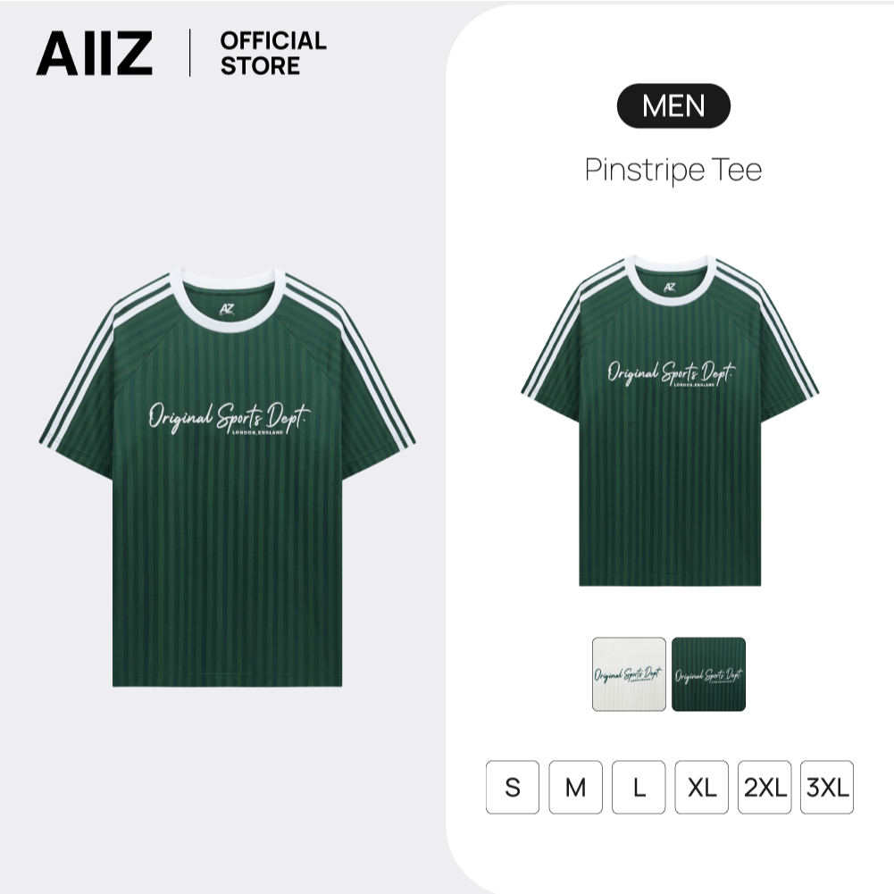 AIIZ (เอ ทู แซด) - AIIZ เสื้อแอคทีฟผู้ชายคอกลมแขนสั้น AIIZ Men's Pinstripe Tee