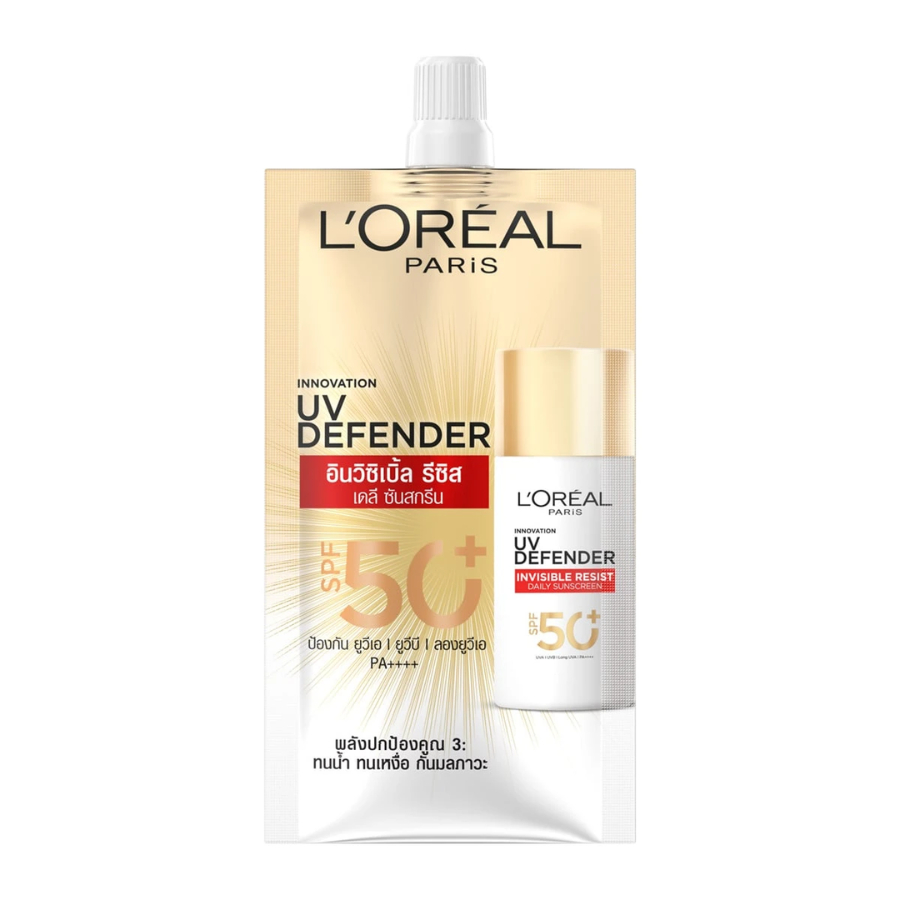 Loreal Paris UV Defender Invisible Resist Daly Sunscreen 5.5ml ลอรีอัล กันแดดแถบแดง (6ซอง/กล่อง)