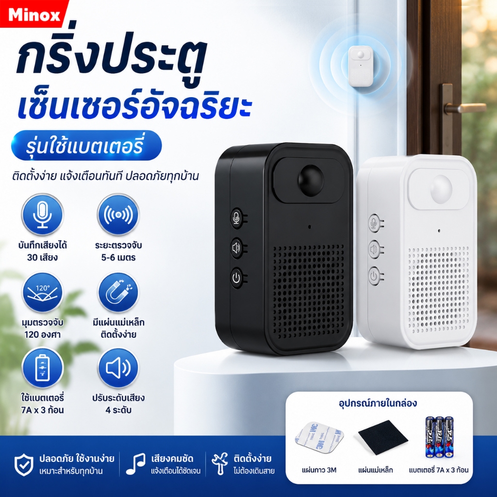 กริ่งประตูอัจฉริยะ, ระบบเตือนภัยกันน้ํา Motion Sensor Doorbell, ทางเข้าร้านค้า Voice ประกาศการเข้าถึงไร้สาย