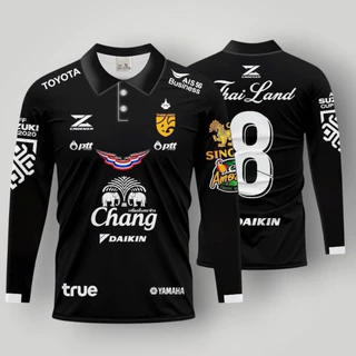 เสื้อกีฬาคอปกแขนยาว เสื้อคอปกแขนยาวพิมพ์ลายใส่ได้ทั้งชายและหญิง