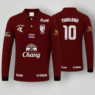 เสื้อกีฬาคอปกแขนยาว เสื้อคอปกแขนยาวพิมพ์ลายใส่ได้ทั้งชายและหญิง