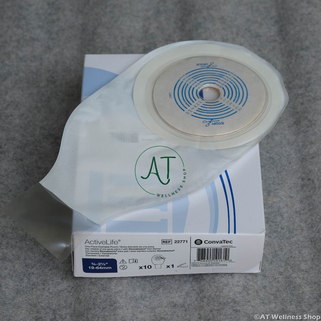 Convatec Activelife ถุงเก็บอุจจาระ Drainable pouch แบบชิ้นเดียว ขนาด 19-64 มม. (ราคาต่อ 1 ชิ้น)(Price per 1 piece)