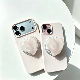 เคสซิลิโคน ขาตั้ง ชมพู I17ProMax ชาร์จได้ กิ๊บต๊อก pop up เคสกำมะหยี่ สำหรับ for iphone 16promax 15promax 14 13 12 11