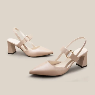VONICA รองเท้าแตะผู้หญิง รองเท้าส้นสูงหัวแหลม หนังเงา สไตล์เกาหลี ทรงสวยแมทช์ได้ทุกชุดเรียบหรู