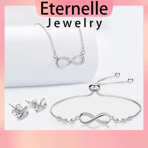 Eternelle สร้อยคอเงิน และสร้อยข้อมือ ต่างหู มีการมอบกล่องของขวัญและสามารถเขียนการ์ดในนามของคุณได้