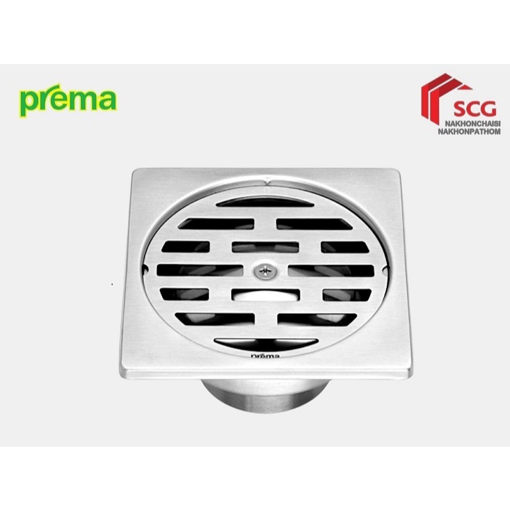 PREMA รุ่น PM642Z2P(HM) ตะแกรงกันกลิ่นสเตนเลสเหลี่ยมติดตั้งกับท่อพีวีซีขนาด 2-3 นิ้ว (หน้าแปลน 4 นิ้ว)