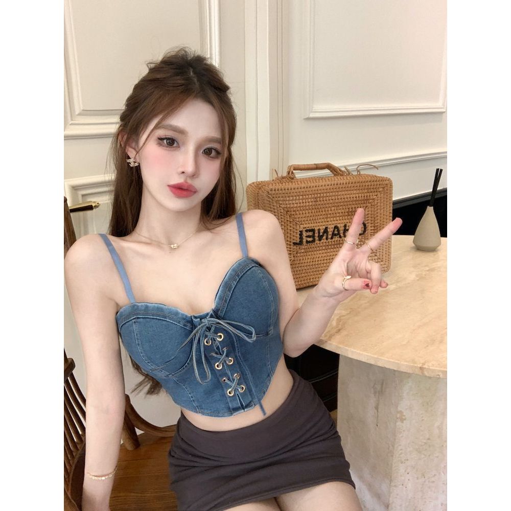 เสื้อสายเดี่ยว เสื้อยีนส์ เสื้อสายเดี่ยว แนวสายฝอ รุ่น699