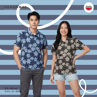 เสื้อแตงโม (SUIKA) -เสื้อยืดคอปกแขนสั้น พิมพ์ ลายดอกไม้/กราฟฟิก (P.P-082 072 182 195 196)