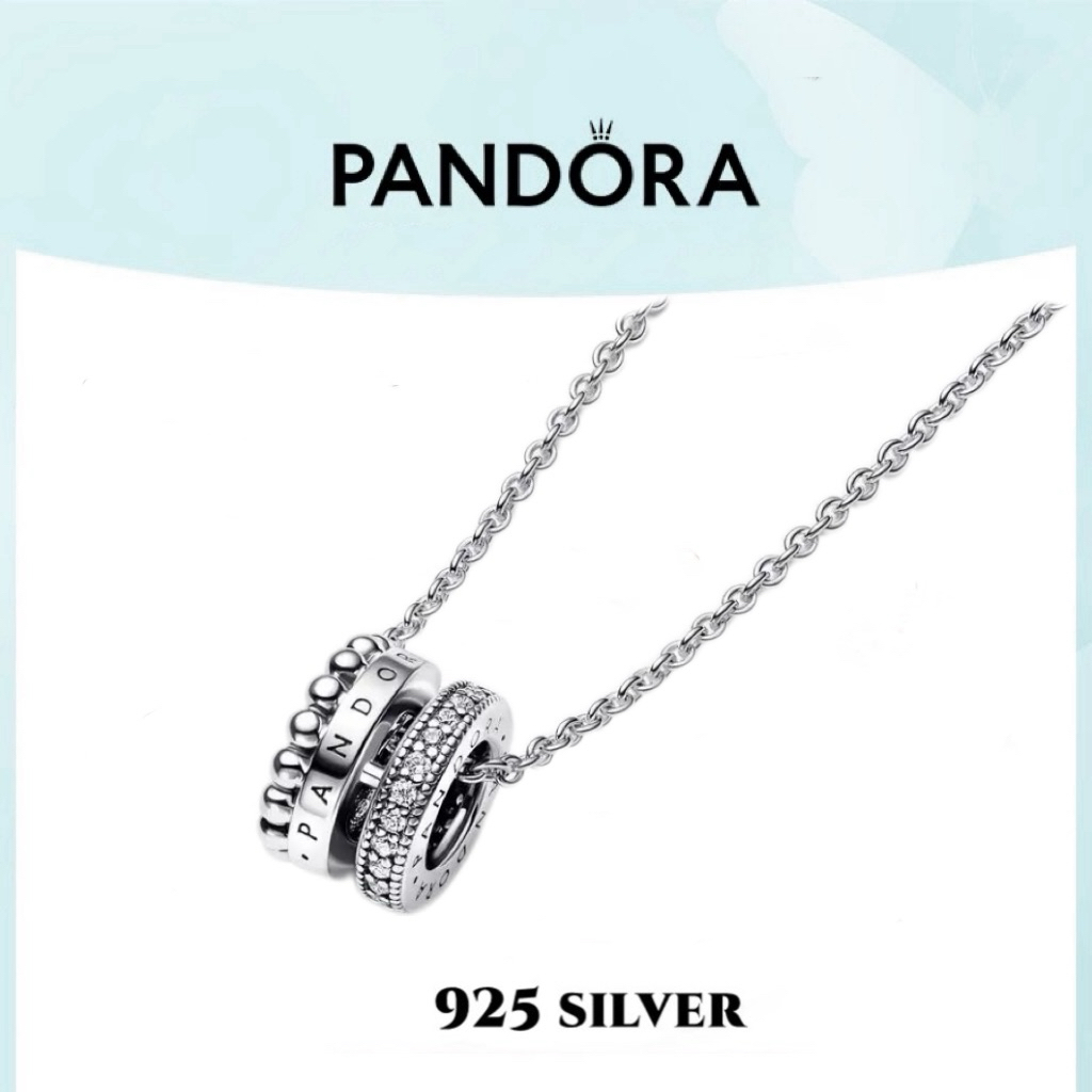 [ส่งจากกรุงเทพ] pandora เงิน925 สร้อยคอ สร้อยคอพร้อมจี้ Family Eternal Pendant Necklace ของขวัญสำหรับคนพิเศษ