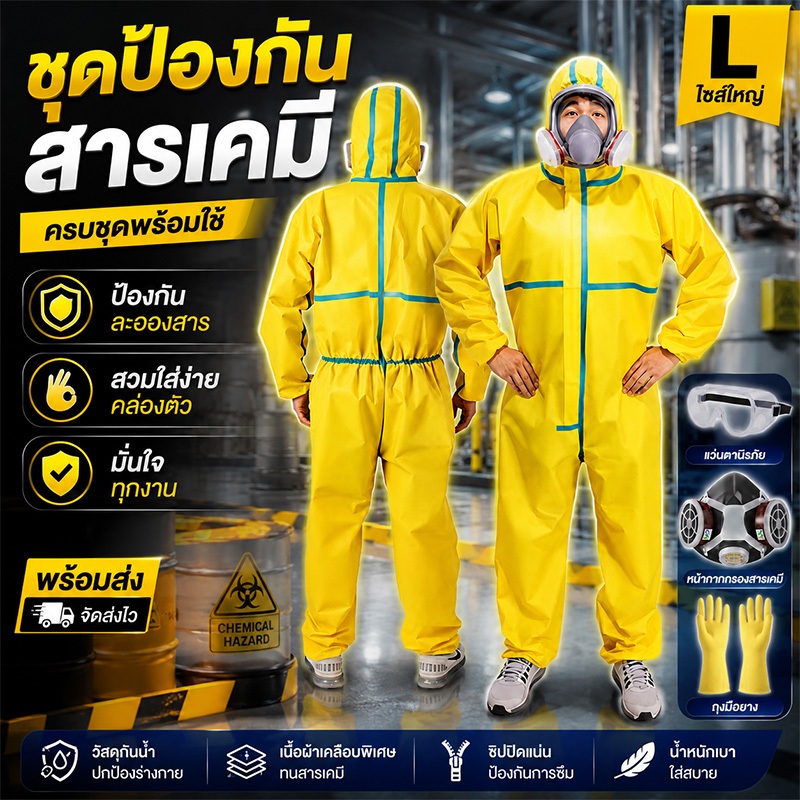 🔥เสื้อผ้าป้องกันซักได้🔥 ชุดพ่นยาเกษตร ครอบคลุมศีรษะ กันสารเคมีอันตราย ระบายอากาศดี เบาสบาย จัดส่งจากกรุงเทพฯ