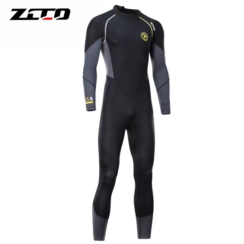 Zcco Fullbody Wetsuit Men ชุดดำน้ำ เว็ทสูท เต็มตัวผู้ชาย Neoprene 1.5mm (ตะเข็บเหลือง)