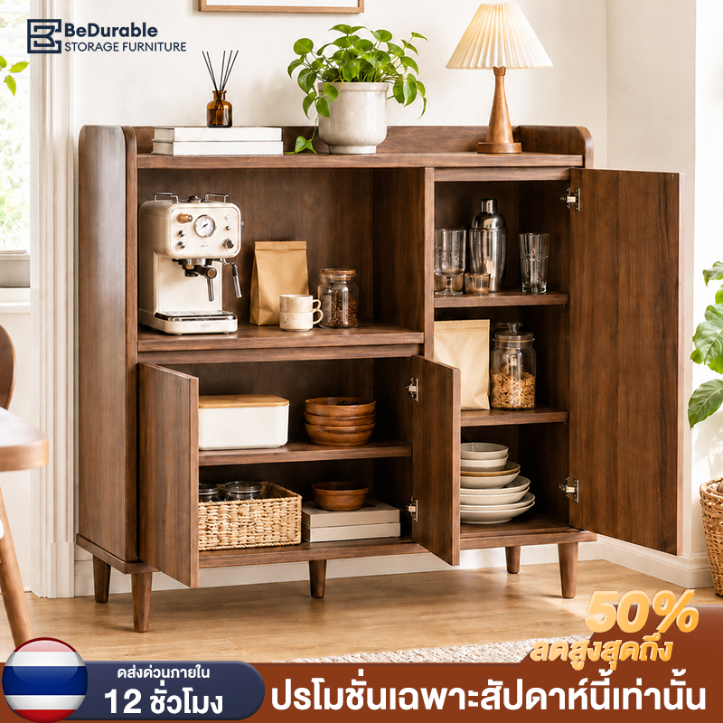 BDตู้เก็บของ ตู้กับข้าว 2 บานเปิด 90*40*91cm ประหยัดพื้นที่ หน้าโต๊ะกว้าง มีช่องเปิด สำหรับคอนโด