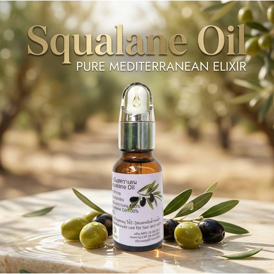สควาเลน สควาเลนออย น้ำมันสควาเลน เพียว100% สำหรับ ใบหน้า ผมและผิวแพ้ง่าย Squalane Oil pure for face hair and skin