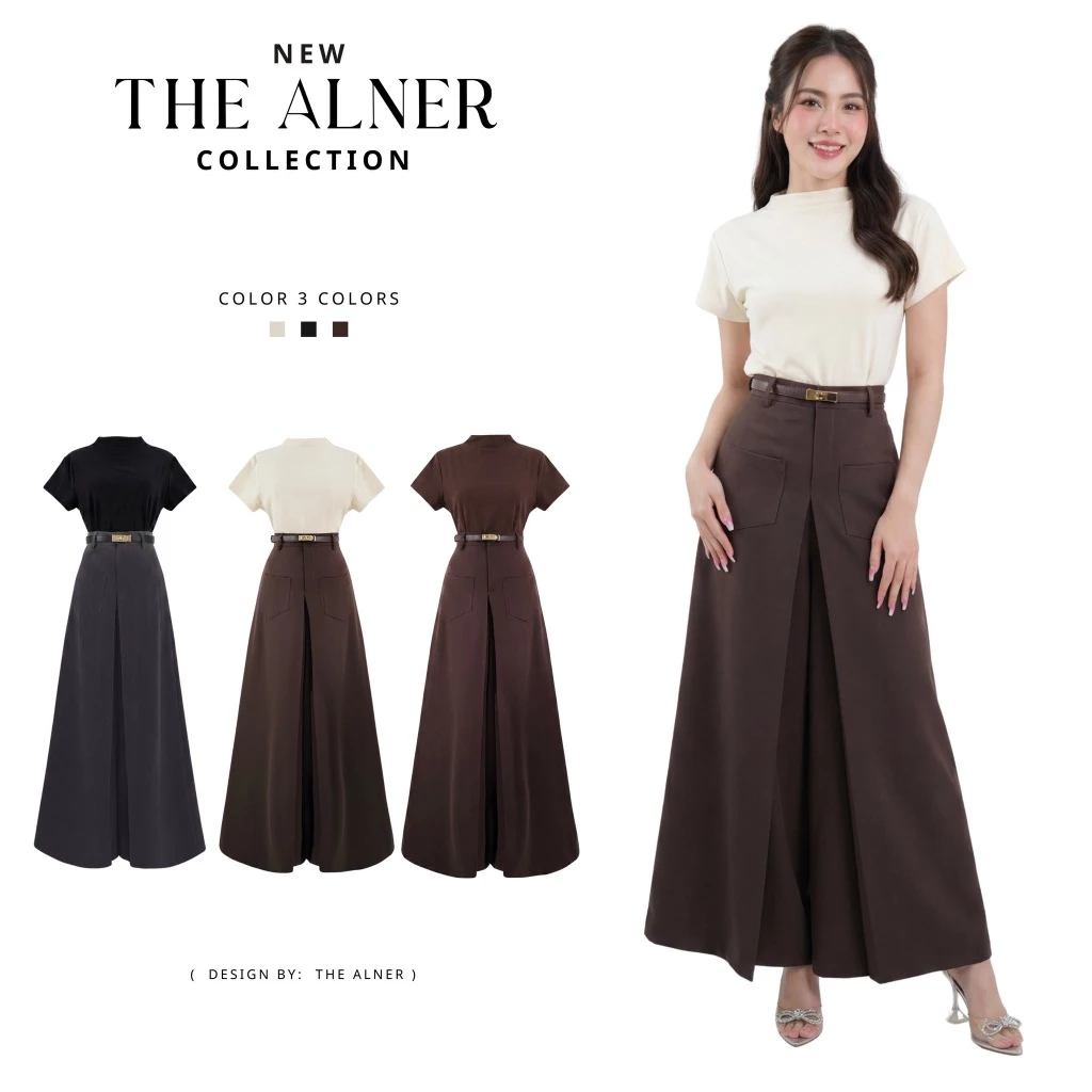 Thealner (เซตเสื้อคอคอเต่าแขนสั้น กก.เทาขายาว)