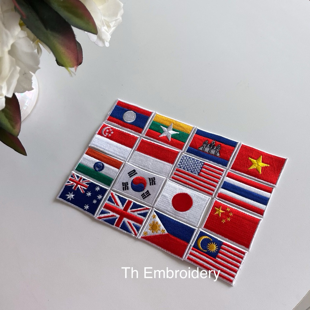 อาร์มธงชาติประเทศต่างๆอาร์มติดเสื้อ ตัวรีดติดผ้า