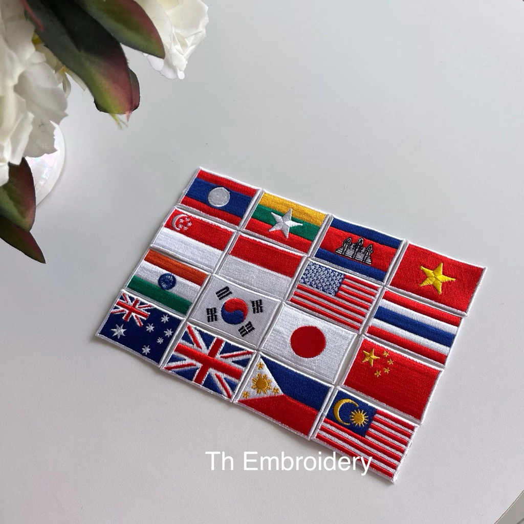 อาร์มธงชาติประเทศต่างๆอาร์มติดเสื้อ ตัวรีดติดผ้า