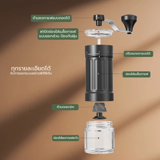 Eihome Coffee Grinder เครื่องบดกาแฟมือหมุน ปรับละเอียดได้ พกพาได้ ทำกาแฟสดง่าย เครื่องบดกาแฟ