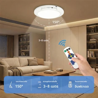 โคมไฟเพดาน LED 48W ติดไฟอัตโนมัติ แม่เหล็กติดตั้ง ไม่ต้องเจาะ ปรับ3สี เพดาน ห้องนั่งเล่น ไฟห้องนอน