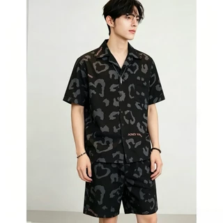 ชุดนอนสไตล์พรีเมียมเสื้อเชิ้ตมีลายพิมพ์ สวมข้างนอกได้ ผ้าไหมอิตาลี สบายผิว ระบายอากาศ ไม่อึดอัด ดูหรูหรา