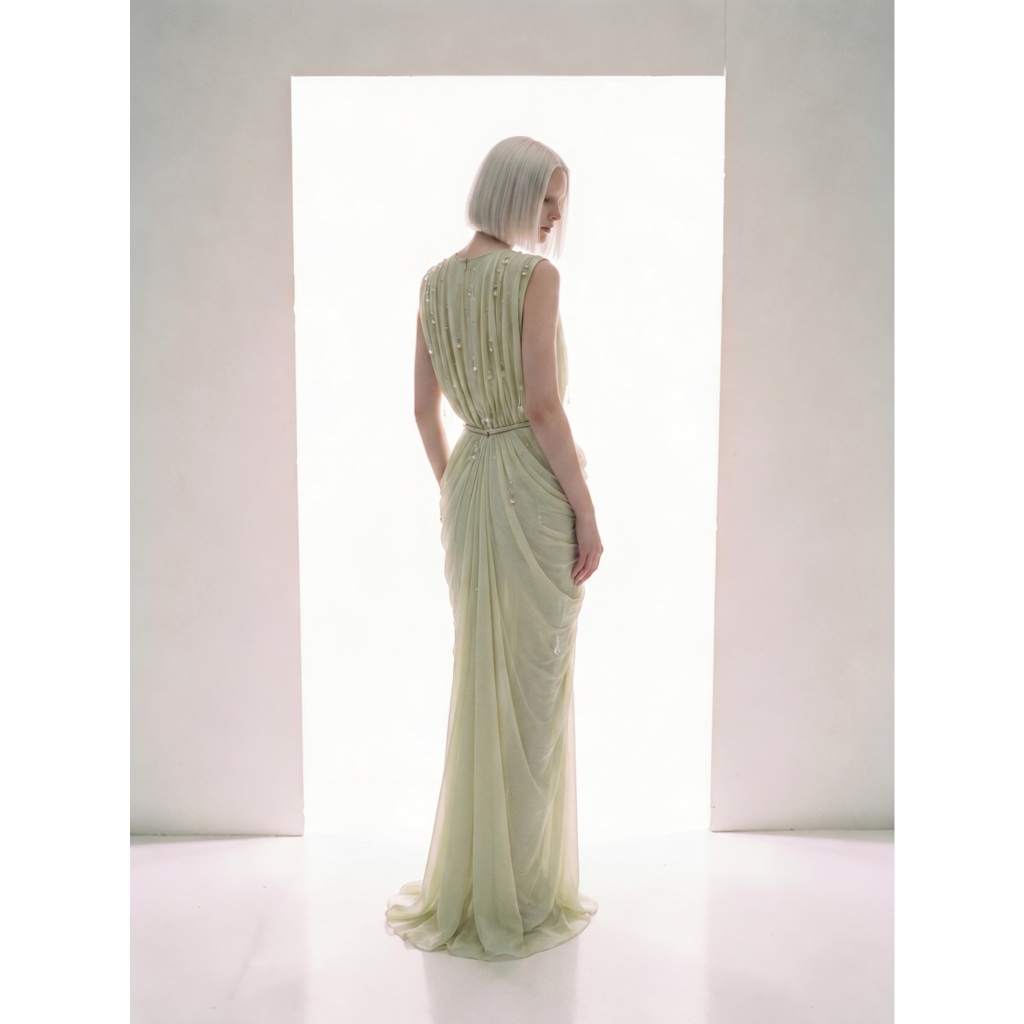 NICHp : Rivera Drops : Zoe dress เดรสยาว เดรสออกงาน ตกแต่งด้วยเรซิ่นหยดน้ำ