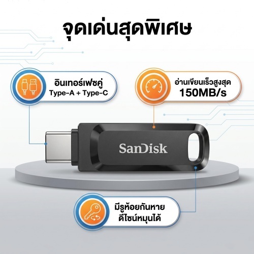 SanDisk   Type-C USB Ultra Dual Drive Go USB Type-C 32GB 64GB 128GB 256GB 512GB (SDDDC3-256G-G46) by